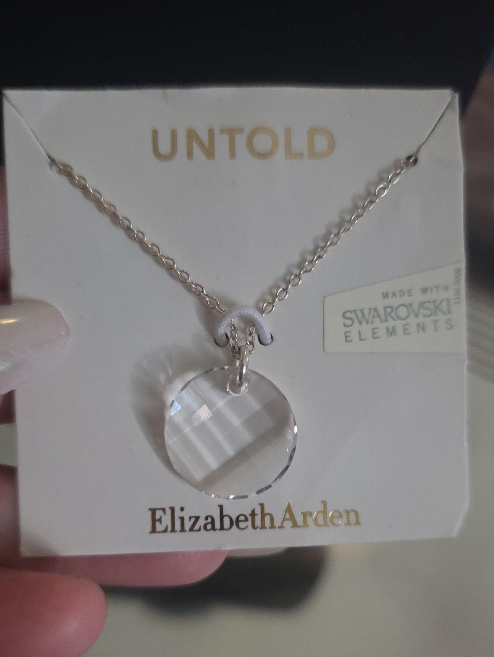 Elizabeth Arden UNTOLD Round Clear Crystal Pendant Necklace